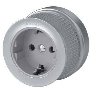 Розетка с заземлением и шторками (Матовый хром) ретро Werkel WL19-10-02