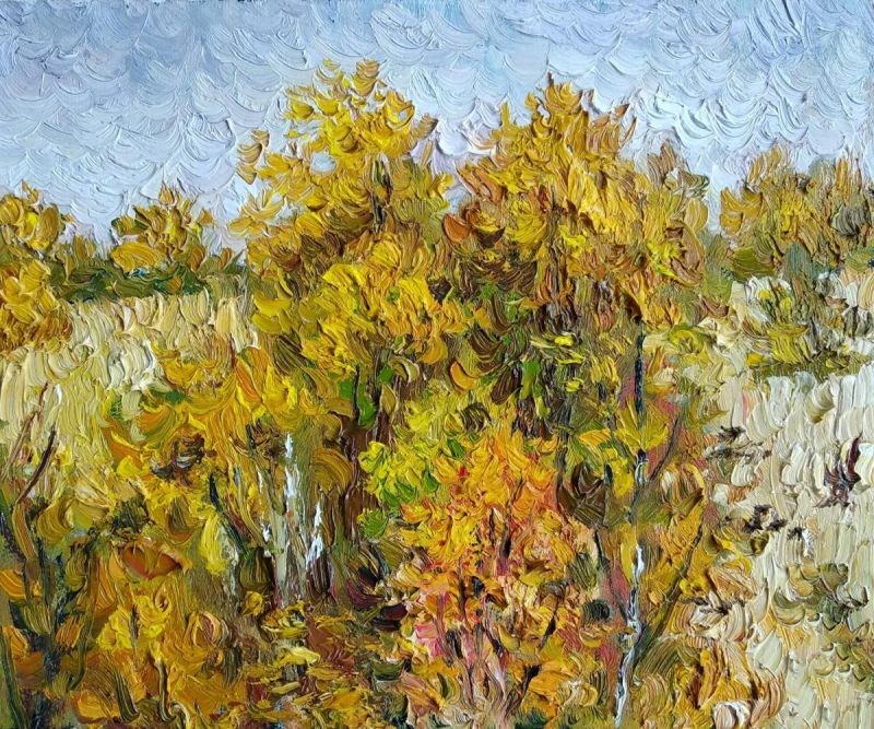 Картина "Осенние деревца в окне" Ягужинская Анна