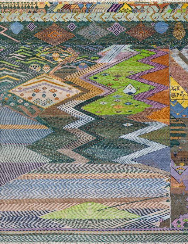 Индийский ковер из шерсти, бамбукового шёлка и хлопка Carpet «UNSTRING» LES5094-PBLU-LSMIST 240 x 300 см фото 1