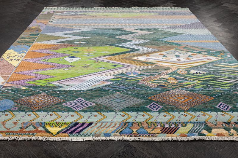 Индийский ковер из шерсти, бамбукового шёлка и хлопка Carpet «UNSTRING» LES5094-PBLU-LSMIST 240 x 300 см фото 2