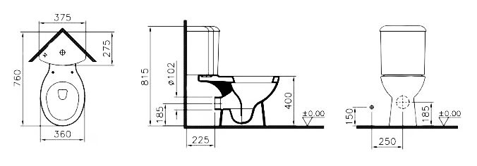 Унитаз-компакт Vitra Arkitekt 9754B003-7201 с микролифтом