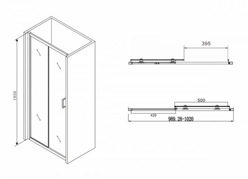 Душевая дверь Abber Schwarzer Diamant AG30100B 100 см.