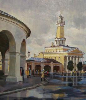 Картина "Кострома. Дождь в Старом центре" Владимир Лаповок