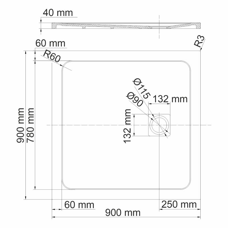 Душевой поддон WasserKraft Neime 19T 19T03 90x90 черный