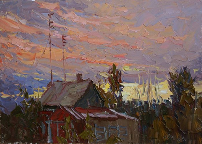 Картина "осенний закат" 23,5x36 Вилков Андрей фото 1