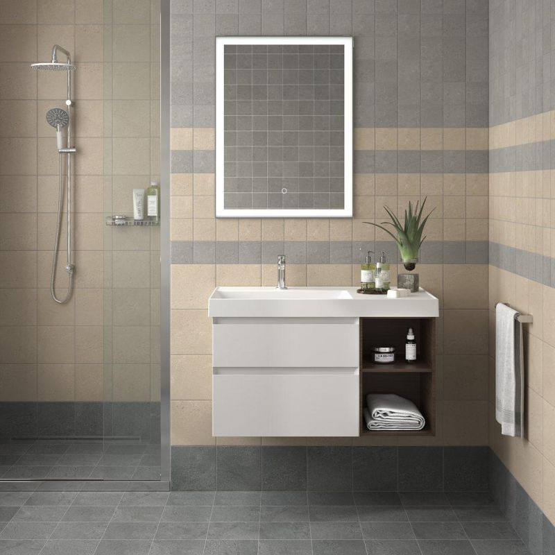 Тумба подвесная Kerama Marazzi Cubo 90 CU.90lh\WHT 87,6х47,5 см, белая глянцевая-древесная, L фото 4