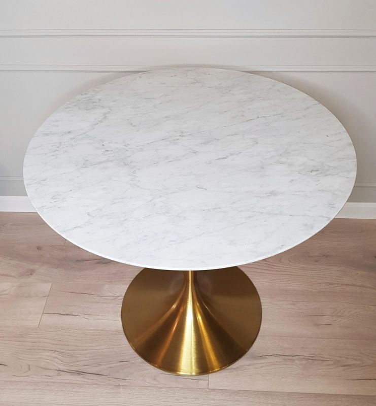 Стол обеденный Sotogrande белый Tulip Marble Brass, диаметр столешницы 100 см BD-3055362