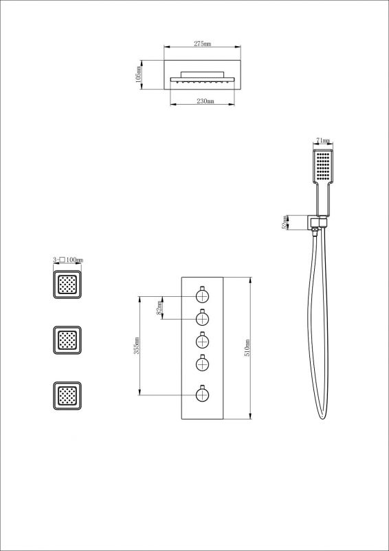 Душевая система с термостатом WONZON & WOGHAND WW-D4100-MB Черный фото 2