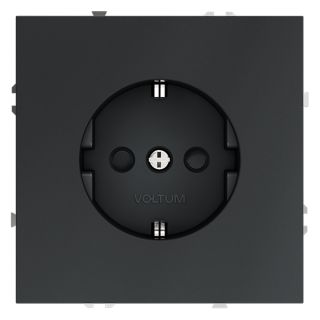 Розетка встраиваемая VOLTUM S70 с заземлением и защитными шторками, 16А, (графит) VLS040207