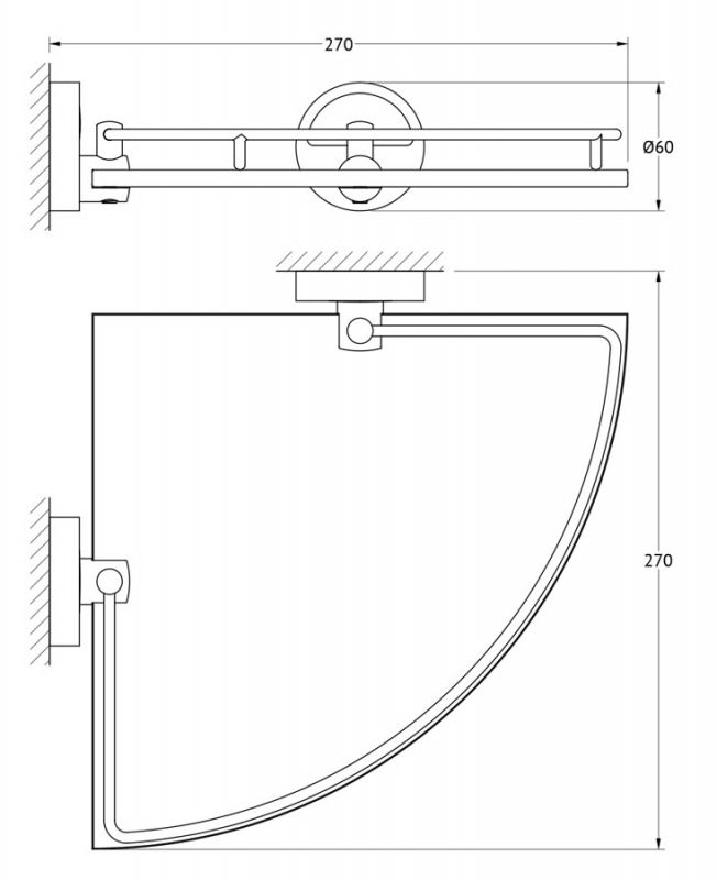 Полка угловая с держателями 28 cm FBS Esperado LUX 012