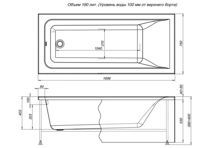 Акриловая ванна Aquanet Bright 00232982 170x75