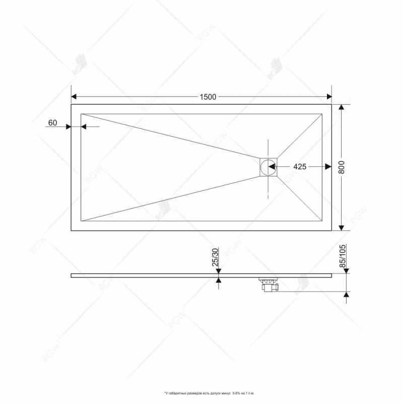 Душевой поддон RGW ST-W 16152815-01 150х80 см