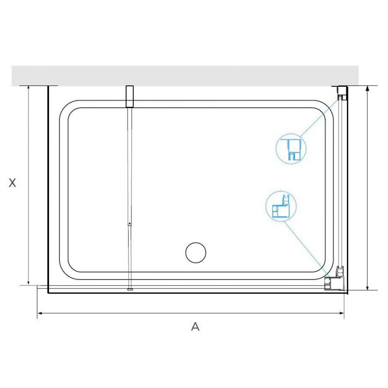 Душевой уголок RGW WA-005-1B (WA-002B+Z-060-2B) 110x80 см, профиль черный, стекло прозрачное фото 2