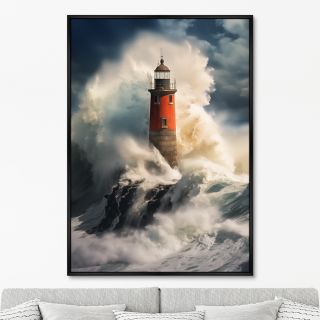 Репродукция картины ArtNoMore на холсте Lighthouse in the raging ocean, 2024г.