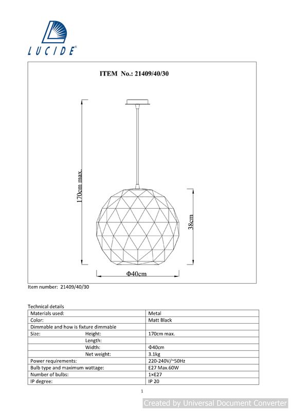 Подвесной светильник OTONA 21409/40/30