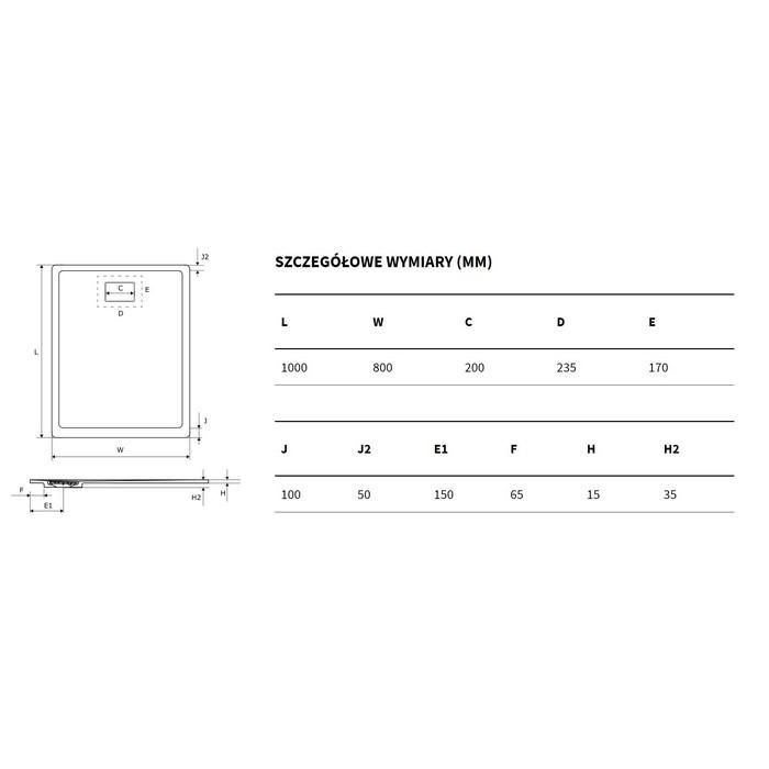 Душевой поддон Excellent Lavano BREX.1103.100.080.CON 80x100 см