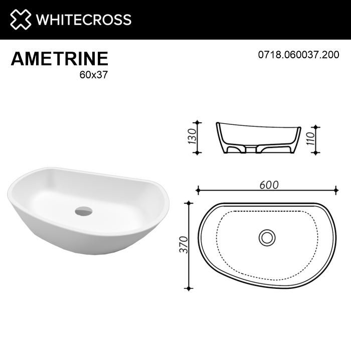Раковина WHITECROSS 0718.060037.200 Ametrine 60x37 белый матовый фото 6