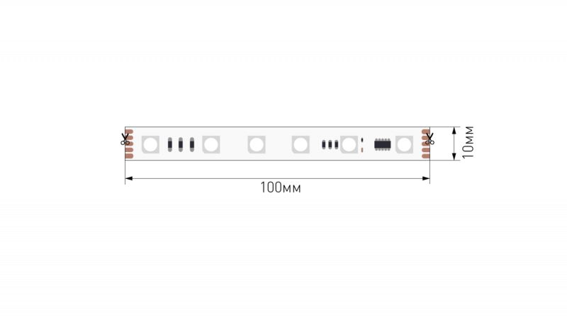 Лента светодиодная SPI, 5050, 60 LED/м, 9 Вт/м, 12В , IP20, Цвет: RGB 032522