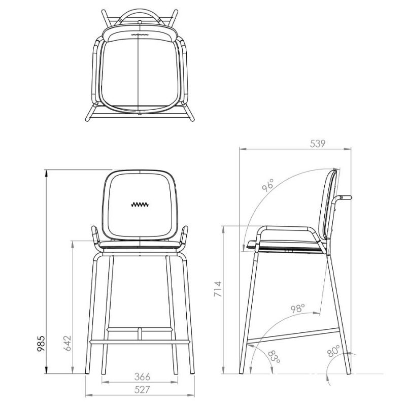 Стул полубарный ror, 2 frame, велюр, черный/черный Latitude RORBSCH2FRBKVLRBK фото 6