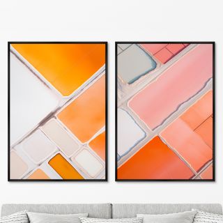 Набор из 2-х репродукций картин ArtNoMore на холсте Salt lakes, orange and pink, 2024г.