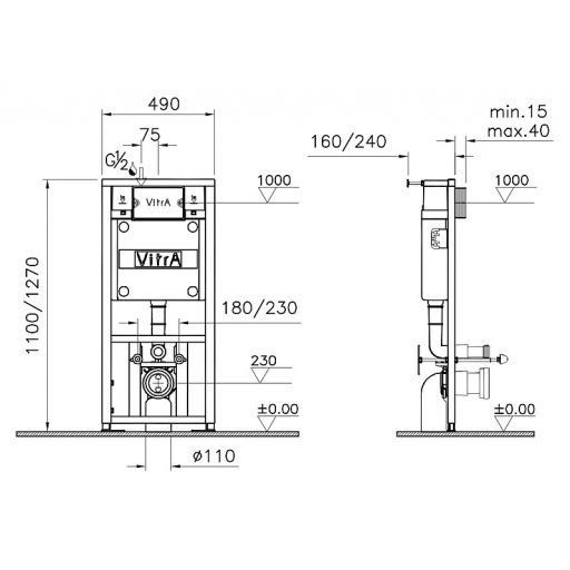 Инсталляция Vitra Concealed Cisterns 700-1873 для подвесного унитаза механика фото 2