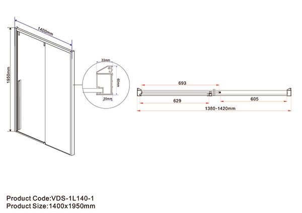 Душевая дверь Vincea Garda VDS-1L140CL-1