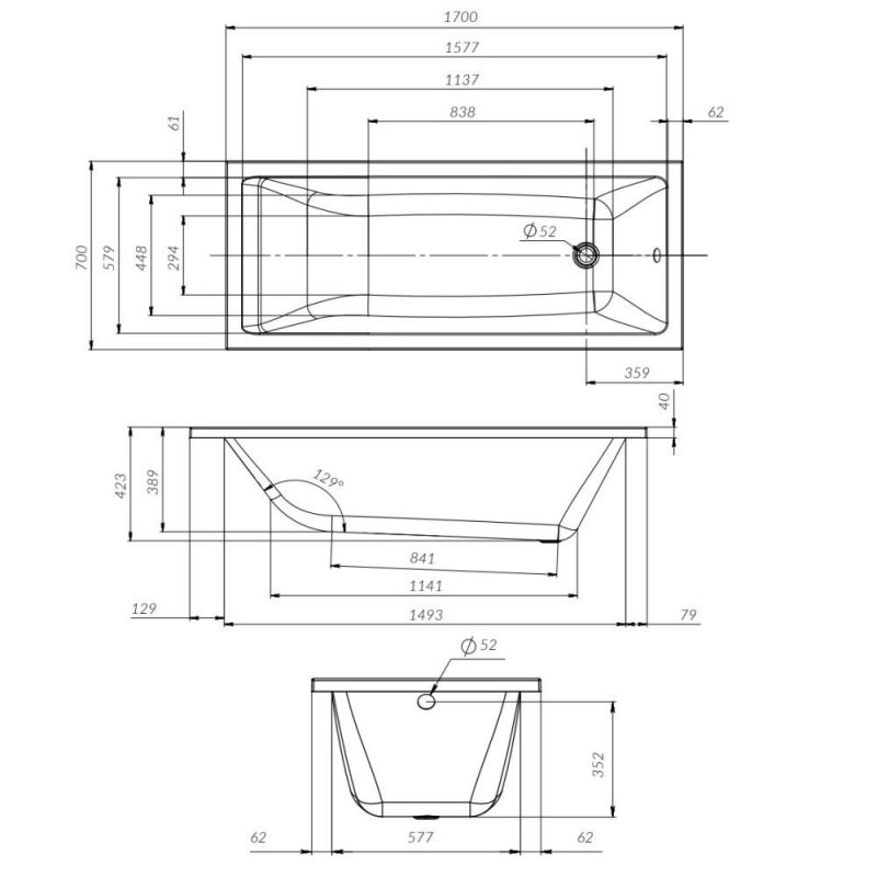 Акриловая ванна AM.PM Gem W93A-170-070W-A 170x70 см фото 3