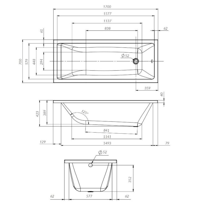 Акриловая ванна AM.PM Gem W93A-170-070W-A 170x70 см фото 9