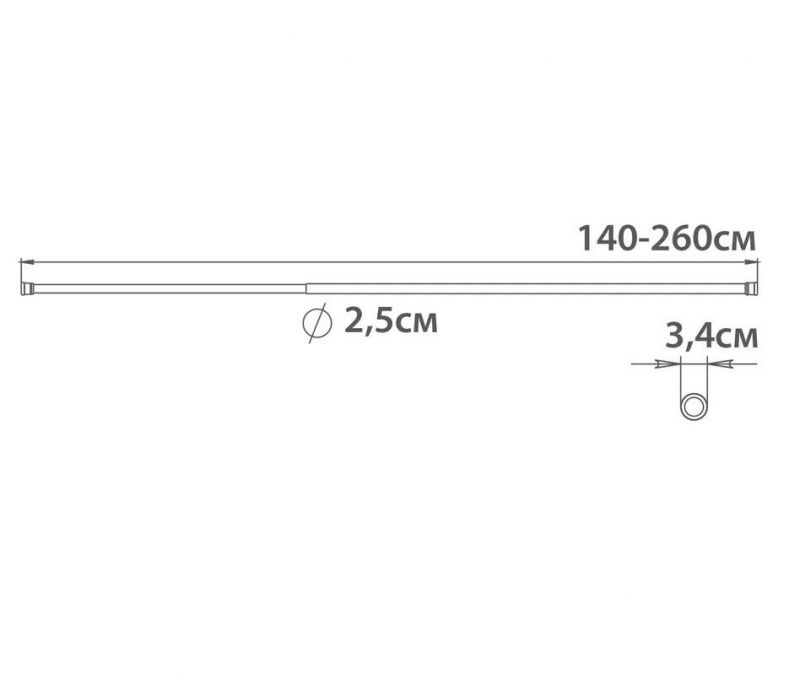 Карниз для ванной Fixsen  FX-51-000 раздвижной, черный, 140-260 см