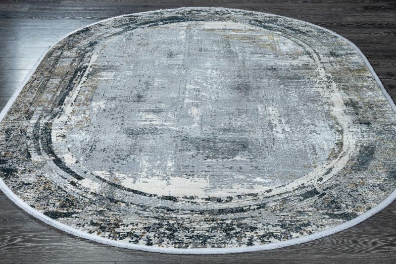 Турецкий ковер из эвкалиптового шёлка и акрила Carpet «ASPENDOS» M175A-C-DGRY-DGRY(Oval) 200 x 290 см фото 3