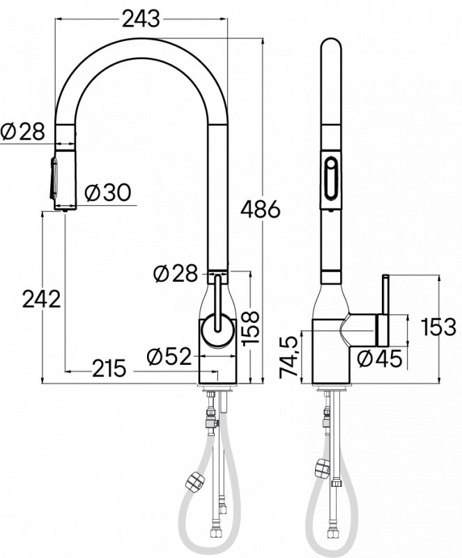 Смеситель для кухни Paulmark UNIVERSAL Un213880-GM вороненая сталь