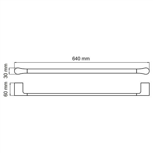 Держатель полотенец одинарный WasserKRAFT Glan K-5130 6 см черный