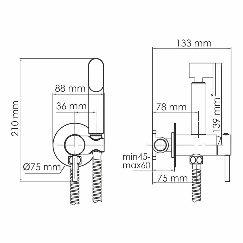 Гигиенический душ со смесителем WasserKraft A70638 черный