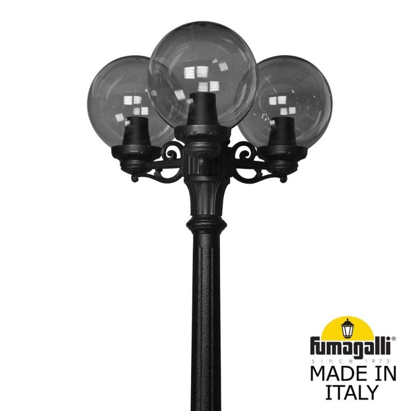 Садово-парковый фонарь Fumagalli GLOBE 250 черный, дымчатый G25.156.S30.AZF1R