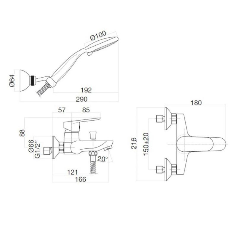 Смеситель для ванны Webert Sax Evolution SE850101015