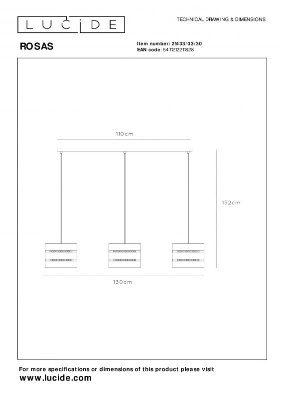 Подвесной светильник Lucide ROSAS 21433/03/30 фото 7