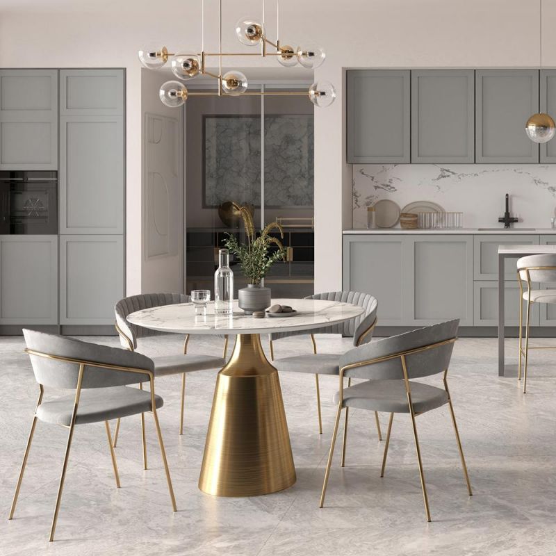 Комплект из 2-х стульев полубарных BRADEX Home Turin серый с золотыми ножками BD-3072969 фото 2