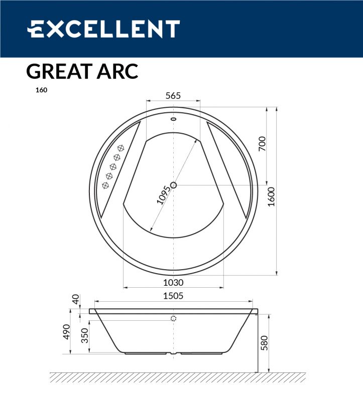 Акриловая ванна Excellent Great Arc WAEX.GRE16WH 160x160