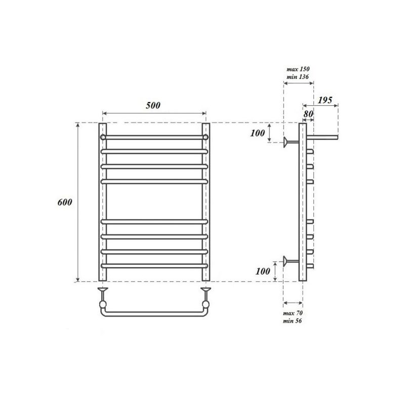 Полотенцесушитель электрический Point Серия 09 PN09156SPE фото 2