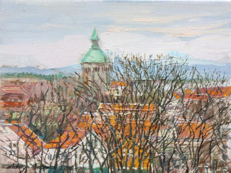 Картина "Вид на башню Вальберг в Ставангере" Андрей Белевич