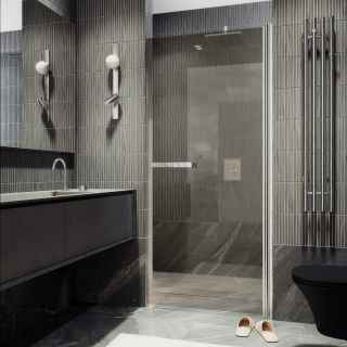 Душевая дверь на монопетле MaybahGlass MGD-454-5 80x198 см, профиль хром матовый, стекло тонированное