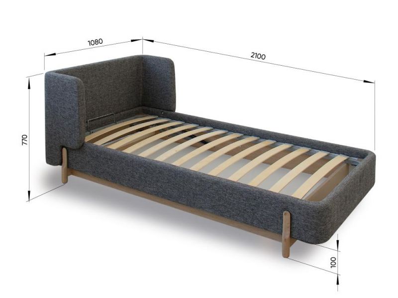 Кровать Ellipsefurniture Basic спальное место 90*200 см (бежевый, рогожка) BS010102010101 фото 6