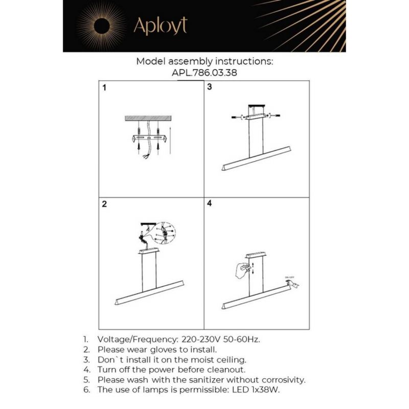 Люстра подвесная Aployt Gercia LED 3000-6400К(теплый, белый, холодный) 38W APL.786.03.38 фото 8