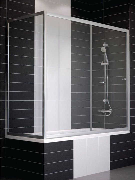 Ограждение на ванну раздвижное Vegas Glass ZV+ZVF 150x70 05 01, профиль бронзовый, стекло прозрачное фото 1