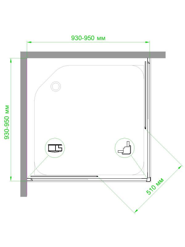 Душевой уголок Royal Bath HPD 95x95x185, RB95HPD-C