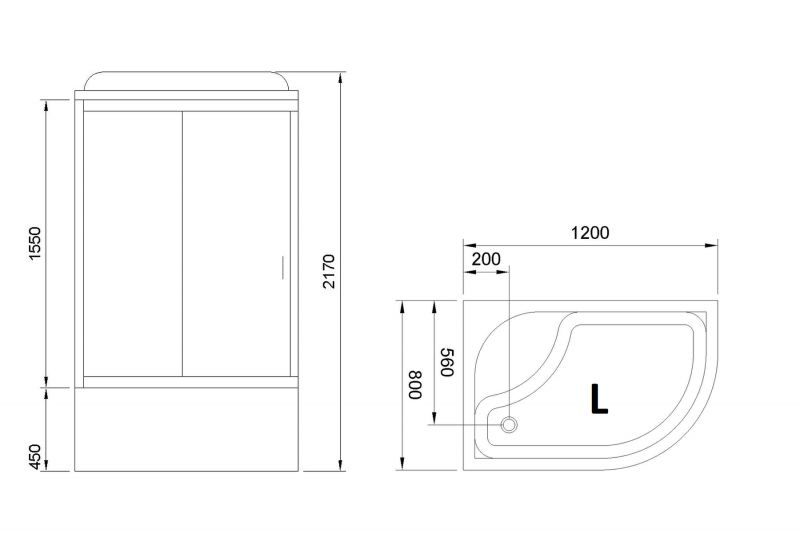 Душевая кабина Royal Bath  ВК RB8120BK5-WC-CH-L 80x120