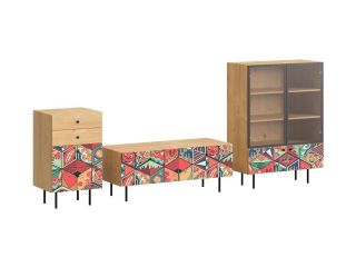 Композиция мебели (витрина, тумба, комод) Frida 4 ОГОГО Обстановочка с принтом BD-1904893