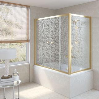 Ограждение на ванну раздвижное Vegas Glass Z2V+ZVF 150x90 09 R03, профиль золотой, стекло с узором