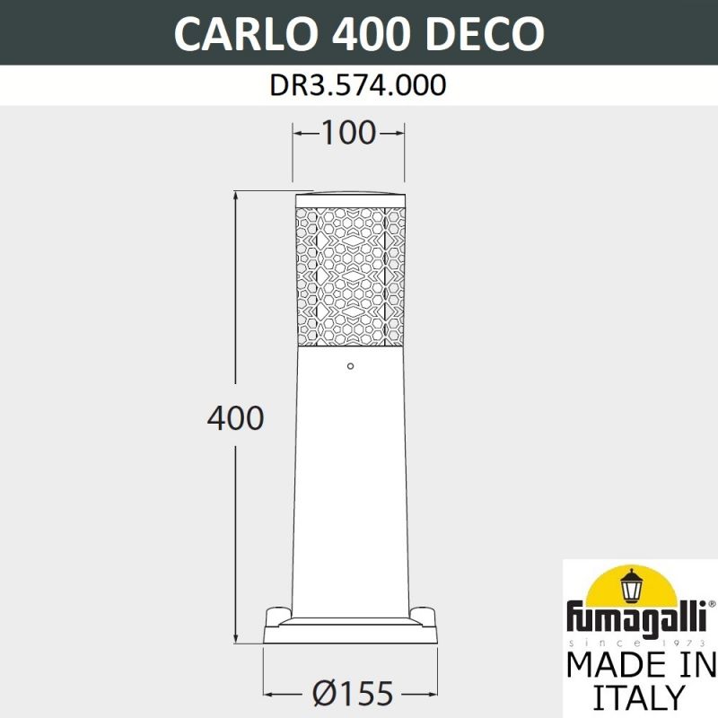 Ландшафтный фонарь Fumagalli CARLO DECO черный, прозрачный DR3.574.000.AXU1L