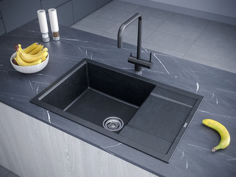 Мойка кварцевая Paulmark Verlass PM317850-BLM черный металлик фото 3